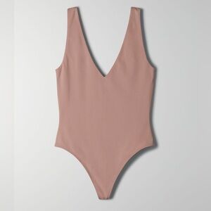 Aritzia Babaton Contour V-Neck Bodysuit in Toasty Wize Medium